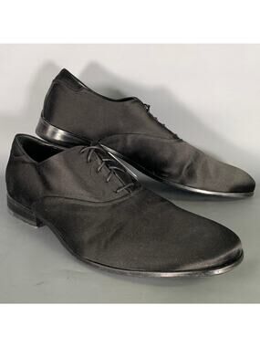 CALVIN KLEIN COLLECTION Size 10 5 Black Satin Lace Lace Up Shoes